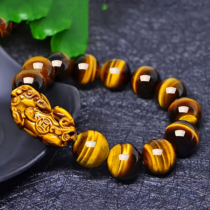 Natural Tiger's Eye Gemstone Pi Xiu Bracelet, Unisex Gift